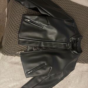 Good American Black Leather Jacket